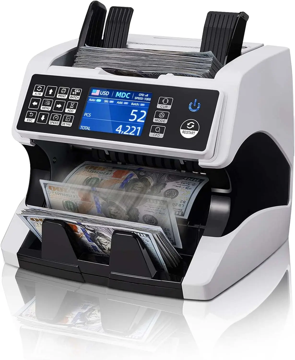 

Bank Grade Money Counter Machine Mixed Denomination, Value Counting, Serial Number, Multi-Currency, 2CIS/UV/IR/MG/MT Coun