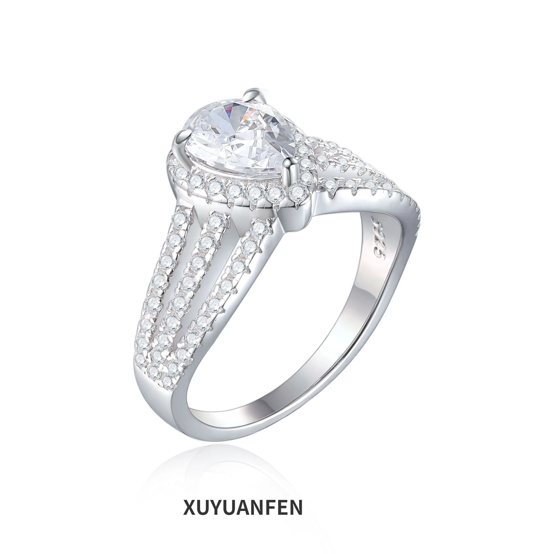 

XUYUANFEN's New 925 Sterling Silver 1.5ct Water Drop Zircon Ring for Women with A High-end Feel, Fashionable Niche and Versatile