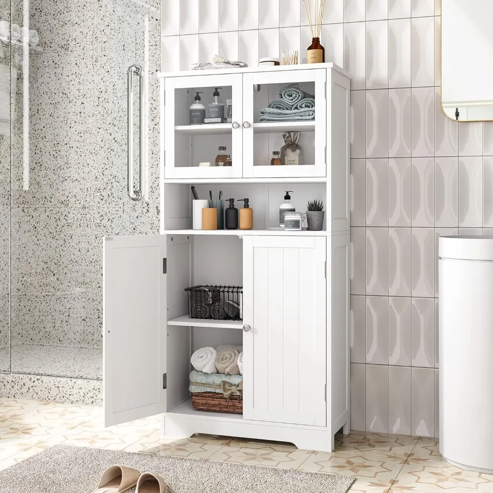 Bathroom Cabinet, Freestanding Floor Storage Cabinet with Open Shelf & Doors, Kitchen Cupboard
Bathroom Cabinet, Freestanding Floor Storage Cabinet with Open Shelf & Doors, Kitchen Cupboard
