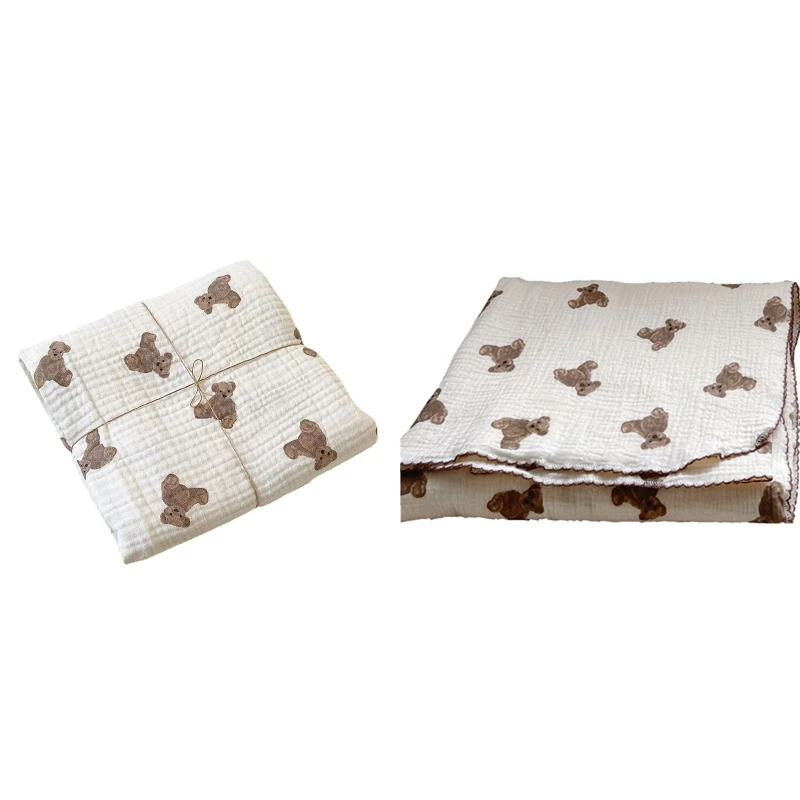 Baby 2 Layers Gauze Swaddle Wrapped Muslin Blanket Fashion Bear Print Spring Summer Air Conditioned Quilt Footmuff
Baby 2 Layers Gauze Swaddle Wrapped Muslin Blanket Fashion Bear Print Spring Summer Air Conditioned Quilt Footmuff