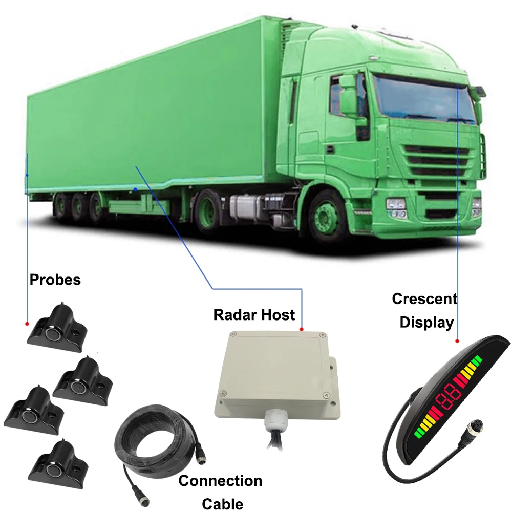 

Car Parktronic LED Display 4 Parking Sensor Kit Backup Radar Reversing for Truck Van Pickups Campar Rv Lorry Trailer Detector