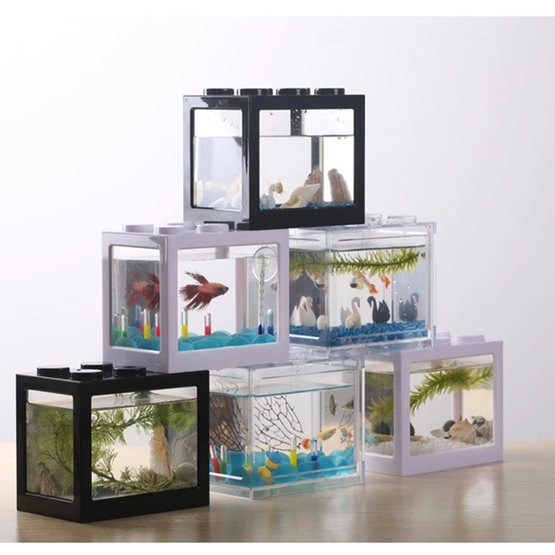 

Mini Multicolor Stackable Blocks Ecological Aquarium For Fish Tank Small Reptile Pet Spider Box Landscape Tropical Fish Aquarium