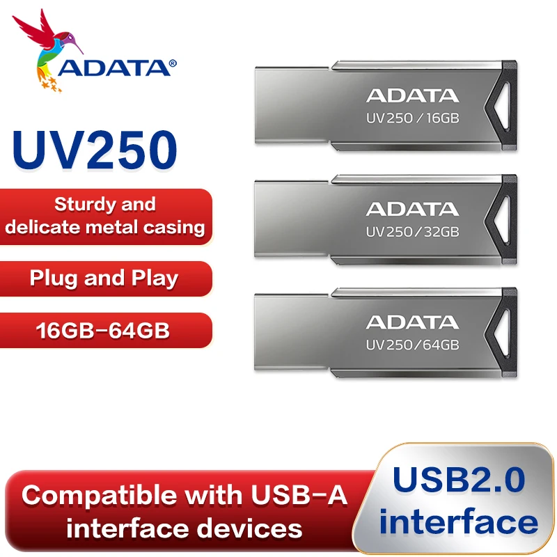 

ADATA Metal AUV 250 USB Flash Drive 64gb 32gb 16gb USB 2.0 Pen Drive High Quality Pendrive