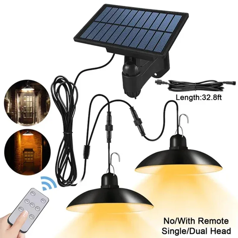 Solar Pendant Light Outdoor Waterproof LED Lamp Double-head Chandelier Decorations with Remote Control for Indoor Shed Barn Room
Solar Pendant Light Outdoor Waterproof LED Lamp Double-head Chandelier Decorations with Remote Control for Indoor Shed Barn Room
