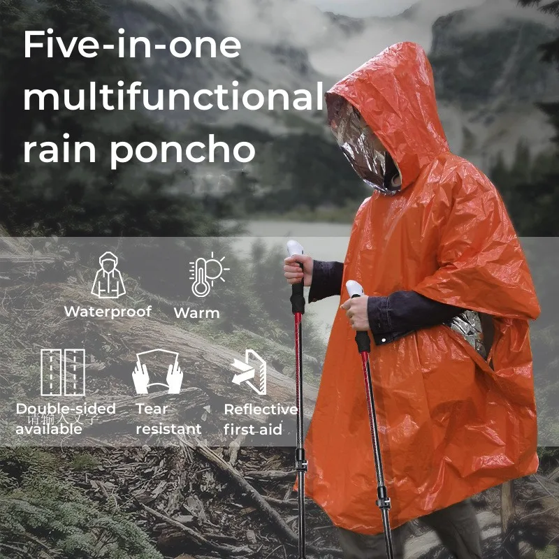 

Wilderness cold warm disposable first aid raincoat portable pe aluminum film emergency poncho outdoor growth section raincoat