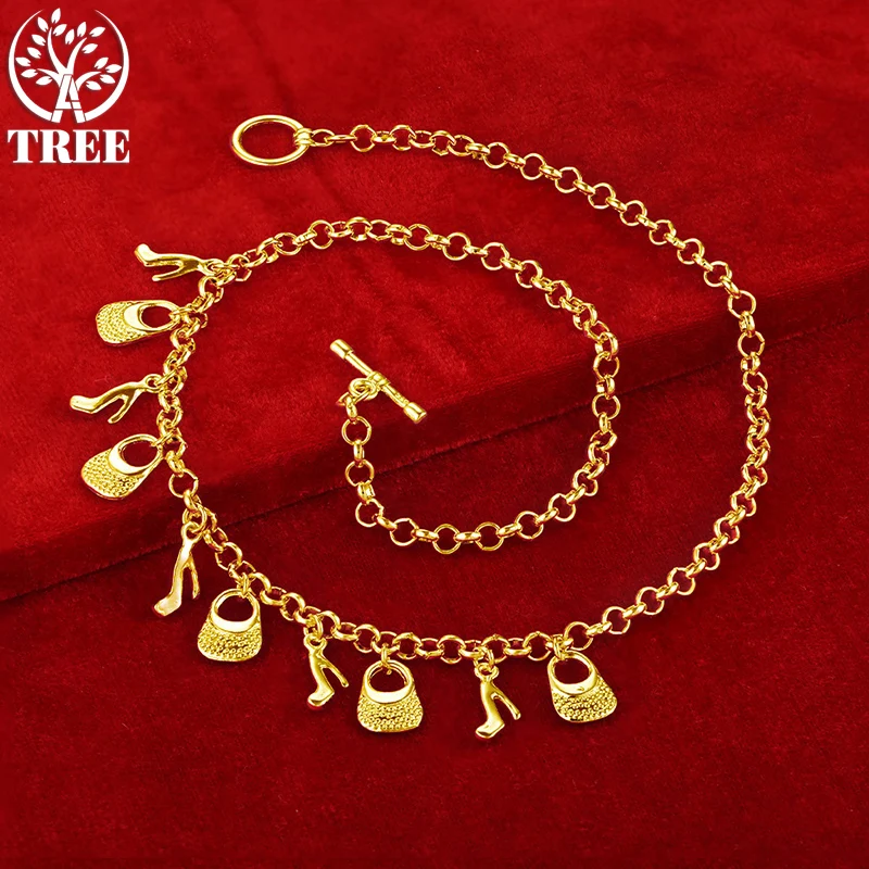 

ALITREE 24K желтые золотые ожерелья для женщин на высоком каблуке/сумки цепи для женщин Искусственные Свадебные модные ювелирные изделия на день рождения рождественские подарки