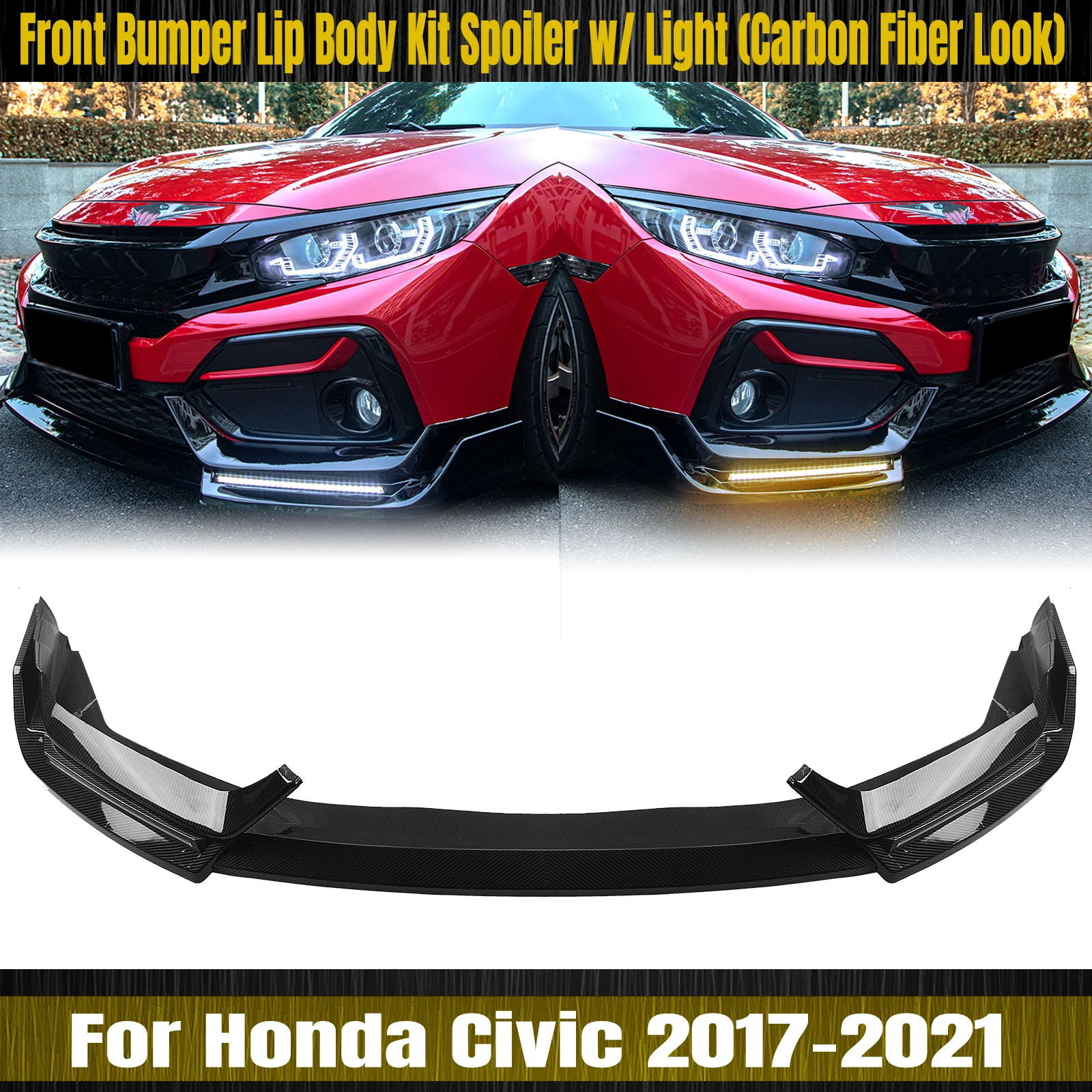 For Honda Civic Si Hatchback 2017-2021 10th FK7 Fk8 Front Bumper Spoiler Lip Carbon Fiber Look/Gloss Black Splitter With Light
For Honda Civic Si Hatchback 2017-2021 10th FK7 Fk8 Front Bumper Spoiler Lip Carbon Fiber Look/Gloss Black Splitter With Light
