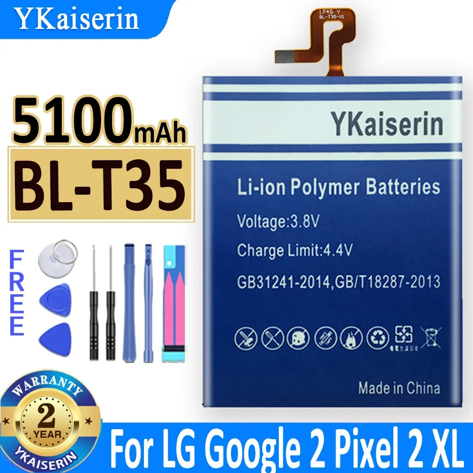 

Аккумулятор ykaisсеребрин BL-T35 на 5100 мАч для LG Google2 Google 2 Pixel 2 XL Pixel2 BL T35 BLT35