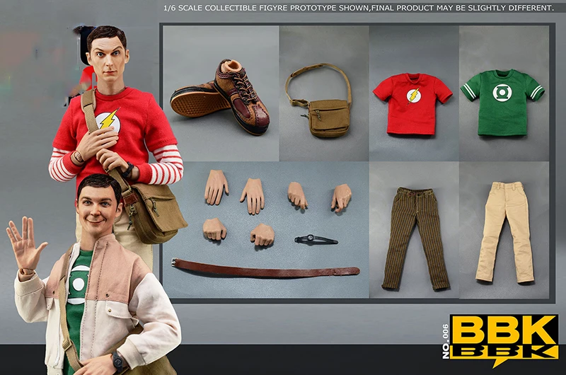 

BBK006 1/6 Male Soldier Sheldon Lee Cooper Jim Parsons Full Set 12'' Action Figures Model Toys In Stock For Fans Collection