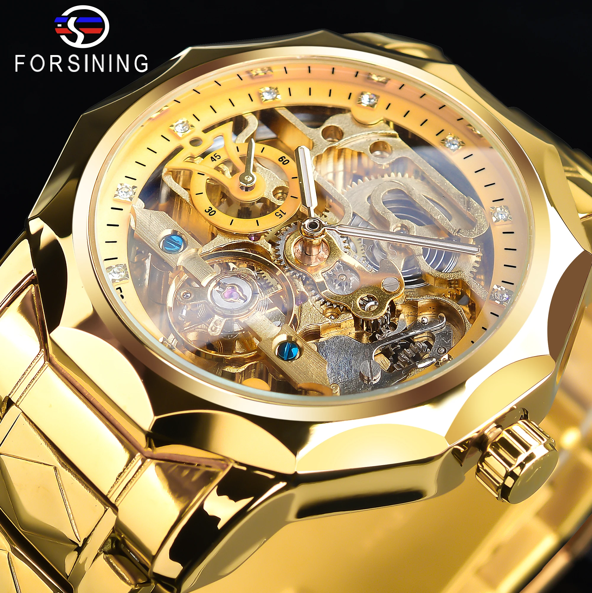 

Forsining Skeleton Dial Mens Mechanical Watch Luxury Automatic Tourbillon Watches Diamond Outdoor Wristwatch Relogio Masculino