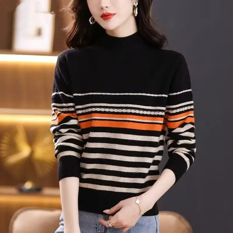 Women's Sweater Pullover Black Knit Tops for Woman Gigh Neck Jerseys Striped Turtleneck Winter Thermal Blouse Trend 2023 Modern
Women's Sweater Pullover Black Knit Tops for Woman Gigh Neck Jerseys Striped Turtleneck Winter Thermal Blouse Trend 2023 Modern