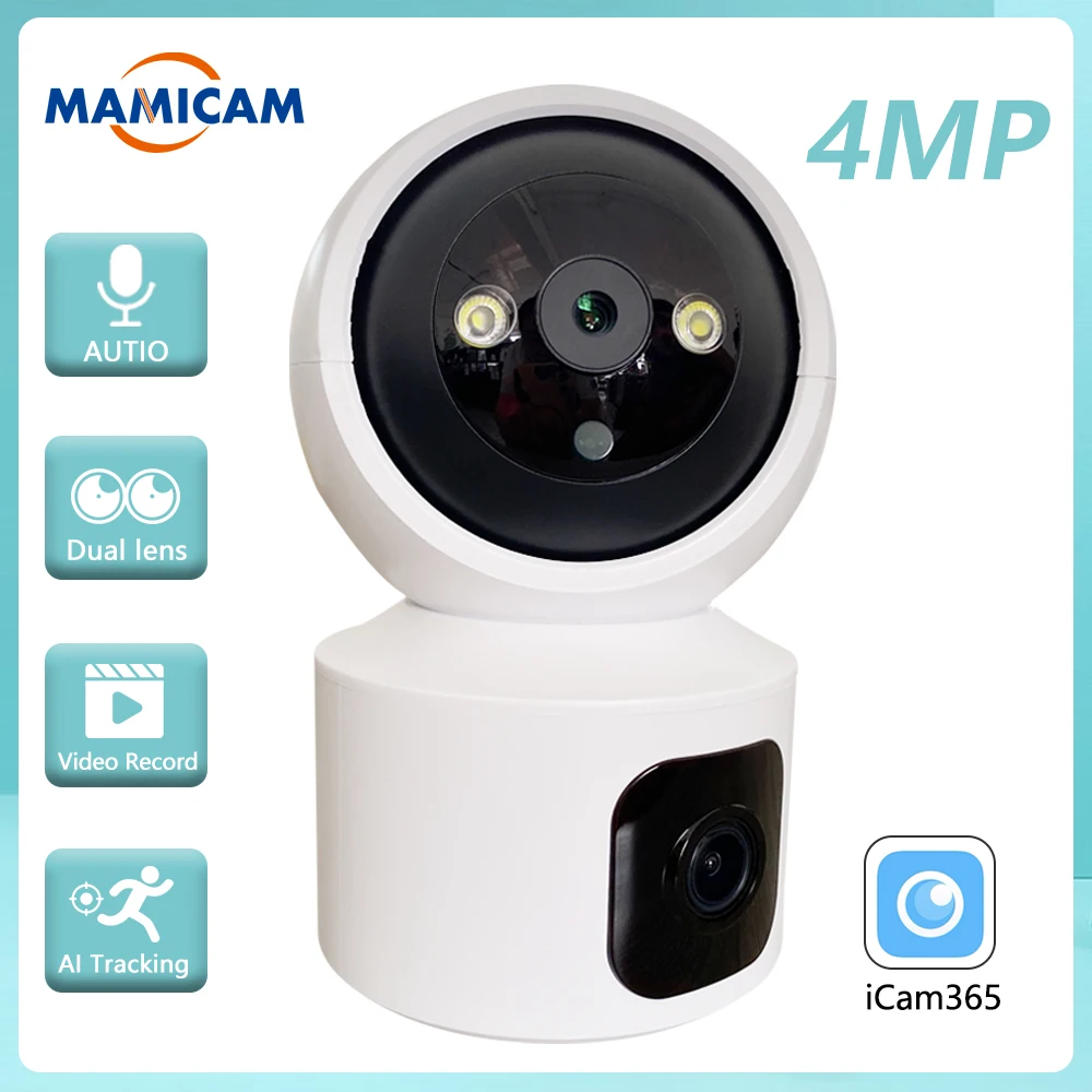 4MP Dual Lens WIFI IP Camera Dual Screen Baby Monitor Auto Tracking Home Security PTZ Surveillance Cameras Two-way Audio iCam365
4MP Dual Lens WIFI IP Camera Dual Screen Baby Monitor Auto Tracking Home Security PTZ Surveillance Cameras Two-way Audio iCam365