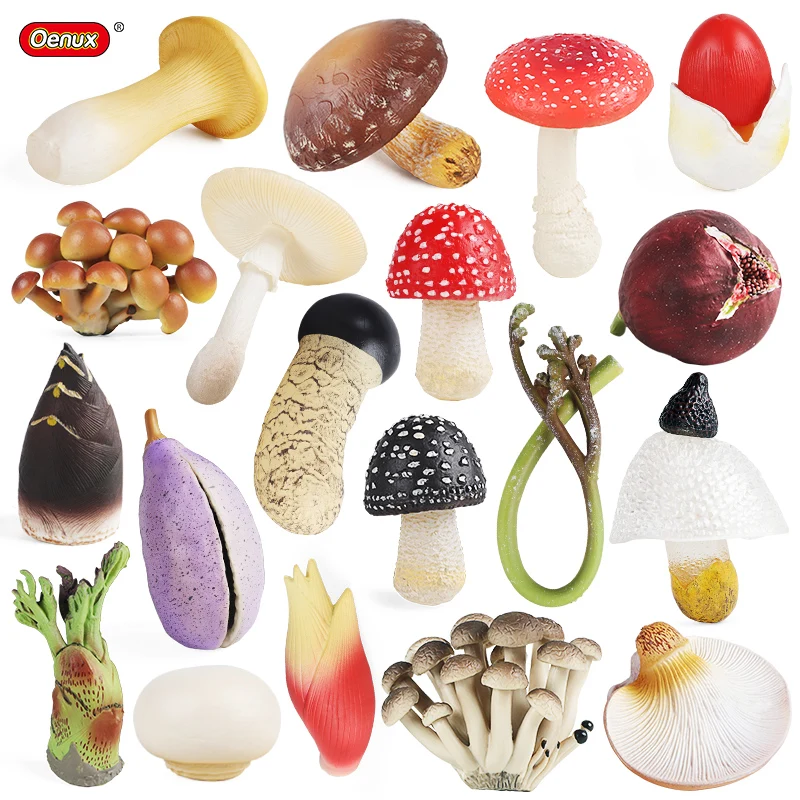 

Oenux Artificial Vegetable Mushroom Model Fig Pleurotus eryngii Bamboo Shoot Action Figures Mini Home Decor Kids Education Toy