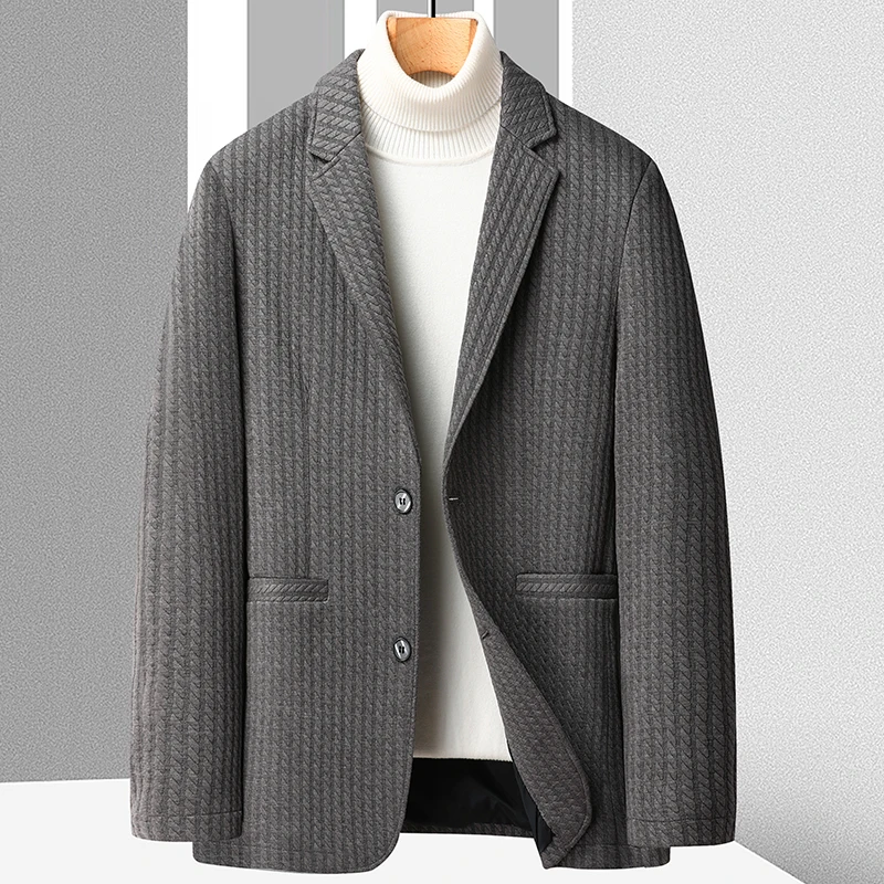 

2023New StyleHigh Quality Spring and Autumn Casual Suit Two Button Slim Knit Suit Jacket Men Spring and Autumn Middle-aged Blaze
