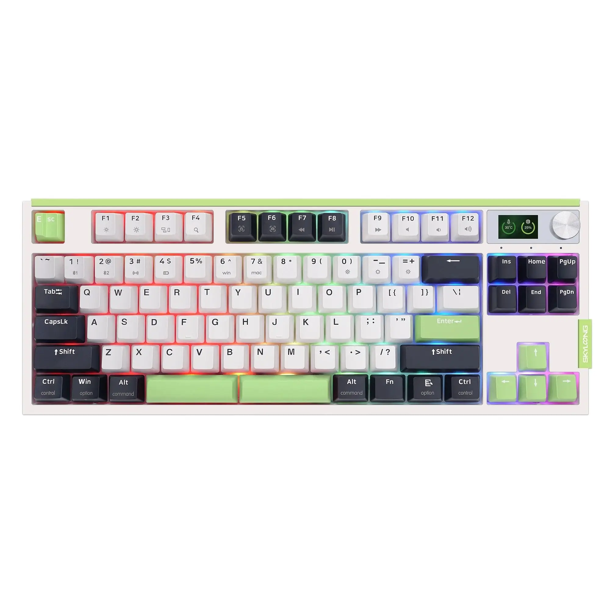 

SKYLOONG GK87 Pro Lite 85 Keys Compact BT5.1/2.4GHz/USB-C Mechanical Keyboard with 1.14-inch TFT-LCD Screen Hot-Swap for Win/Mac
