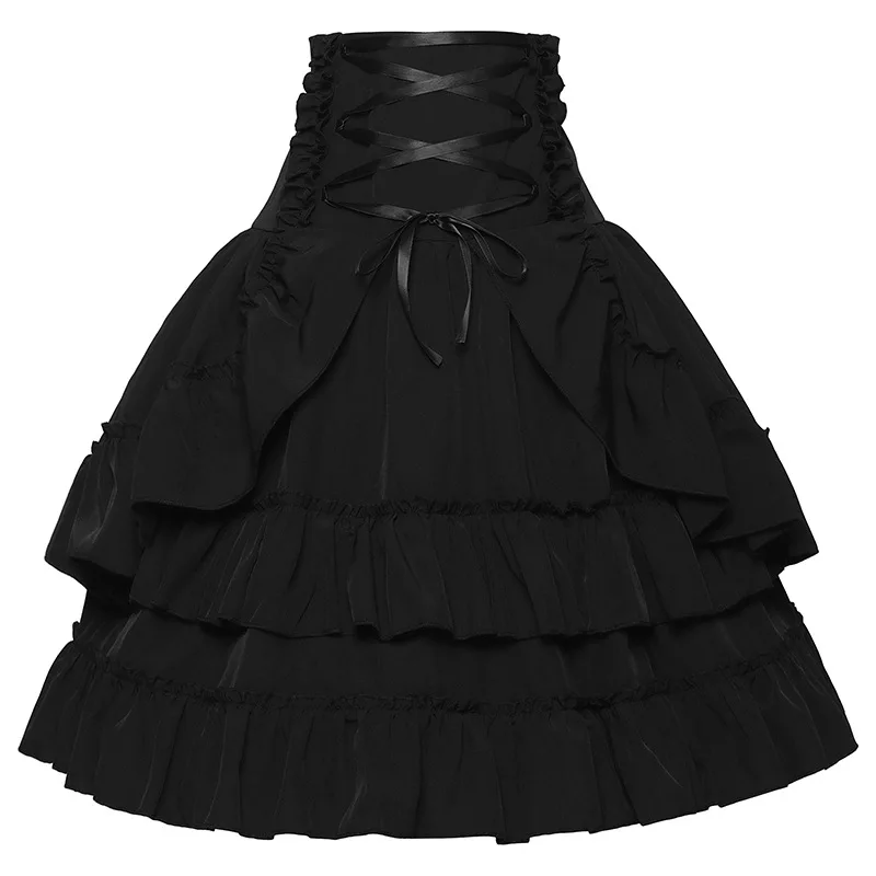 

Gothic Vintage Sweet Lolita Skirt High Waist Slim Cross Bandage Palace Victorian Skirt Kawaii Girl Gothic Lolita Sk Loli Cosplay