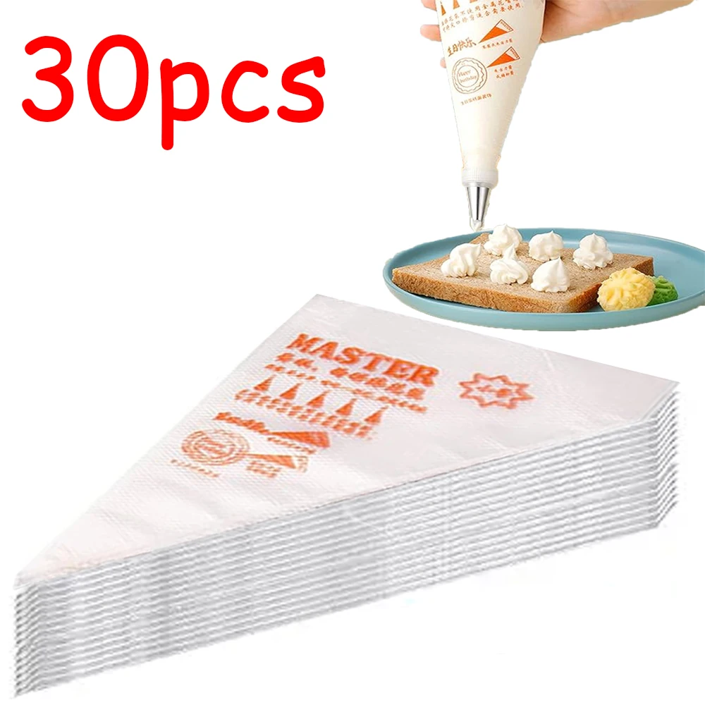 

30/20/10pcs Disposable Pastry Bags Cake Cream Decoration Kitchen Icing Preparation Bags Cup Cake Piping Tools Baking Accessories