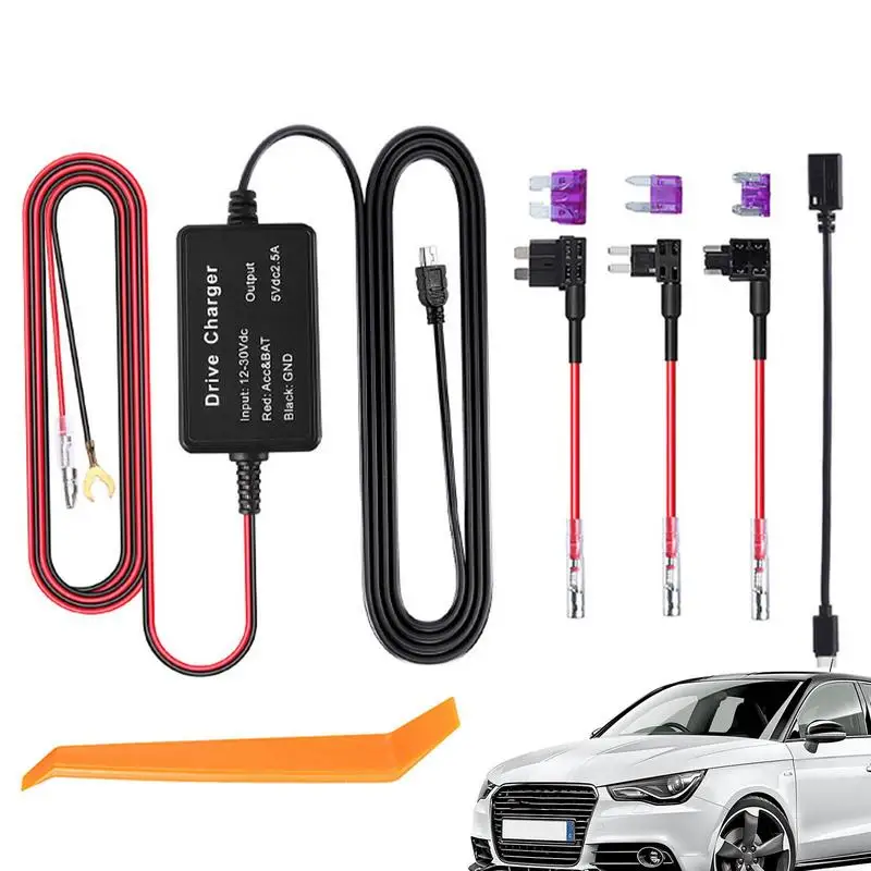 

10.5ft Car DashCam Wire Mirror DVR Hardwire Cable Kit Video Recorder 12/24V To 5V Mini USB Charger Auto Dashcam Camera