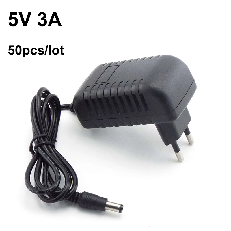 

wholesale 50pcs 220v AC to DC 5V 3A 3000mA Power Adapter EU US UK supply Converter 5.5x2.5mm for LED Strip light CCTV Camera C1