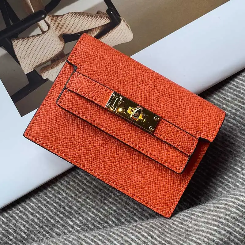 

Ladies 2023 New Compact Internet Celebrity Anti Demagnetization Multi Slot High-end Feel Organ Leather High Port Red Card Bag