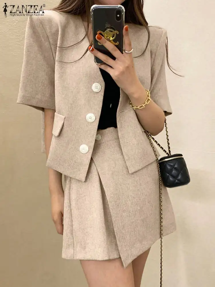 2023 ZANZEA 2PCS Half Sleeve Blazer And Dress Sets Summer Fashion Loose Outifit Woman Work OL Suit Casual Streetwear Tracksuits
2023 ZANZEA 2PCS Half Sleeve Blazer And Dress Sets Summer Fashion Loose Outifit Woman Work OL Suit Casual Streetwear Tracksuits