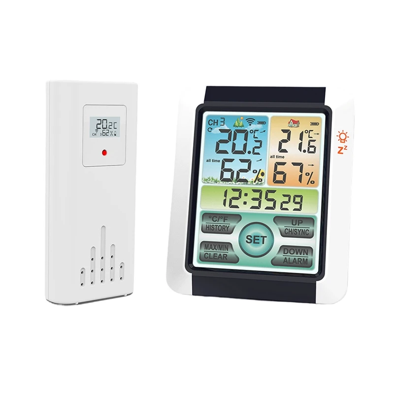 New Weather Stations Wireless Indoor Outdoor Thermometer Home Weather Station Color Hygrometer Alarm Clock With Transmitter
New Weather Stations Wireless Indoor Outdoor Thermometer Home Weather Station Color Hygrometer Alarm Clock With Transmitter