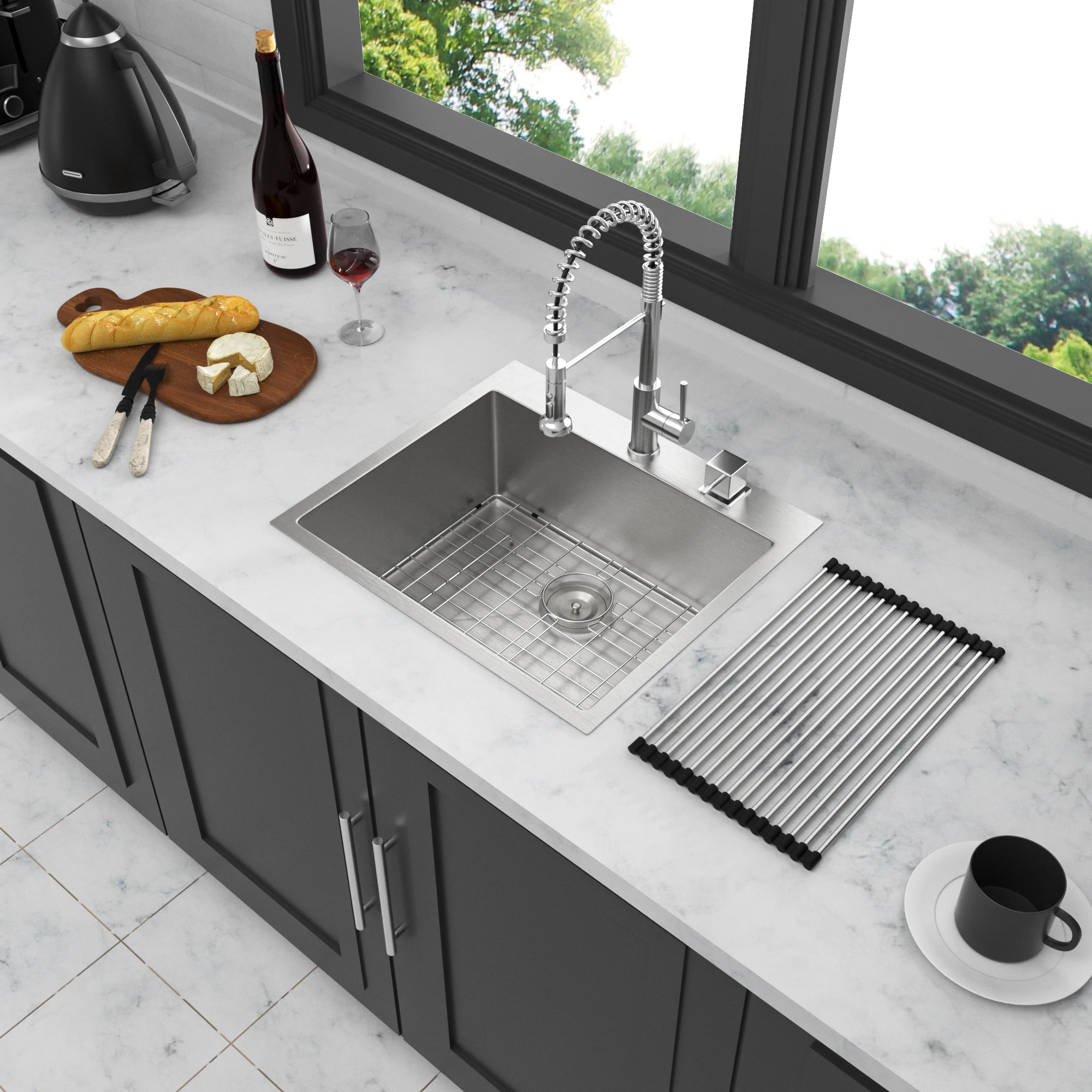 28x22x10 inch Kitchen Sink Drop In 16 Gauge Stainless Steel 28" Single Bowl Topmount Kitchen Sink Basin
28x22x10 inch Kitchen Sink Drop In 16 Gauge Stainless Steel 28" Single Bowl Topmount Kitchen Sink Basin