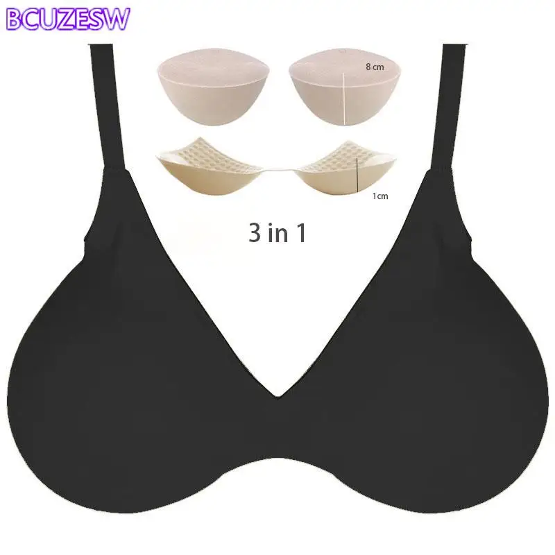 

9CM Thickened and Extra Thick Bra Flat Chest Small Chest Artifact Adjustable Steamed Bread Cup Bra Girl's Underwear