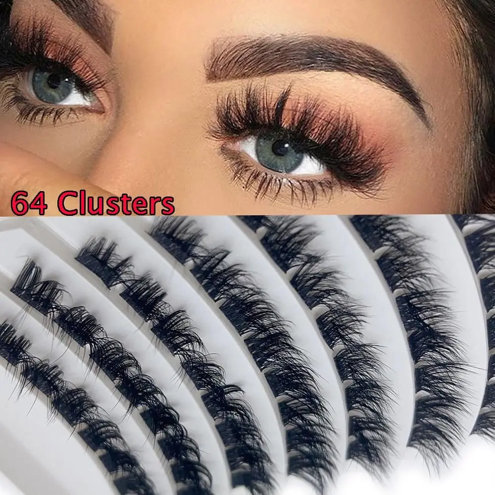 

Soft Fluff Individual Cluster Lashes Faux Mink Dramatic Lash Clusters D Curl Long Wispy DIY Eyelash Extension at Home