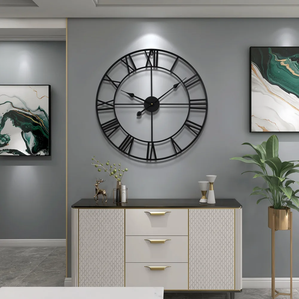 American Wrought Iron Wall Clock Cross-border Hot Sale Round Retro Roman Silent Living Room Large 3D Decor Decoration Clocks
American Wrought Iron Wall Clock Cross-border Hot Sale Round Retro Roman Silent Living Room Large 3D Decor Decoration Clocks
