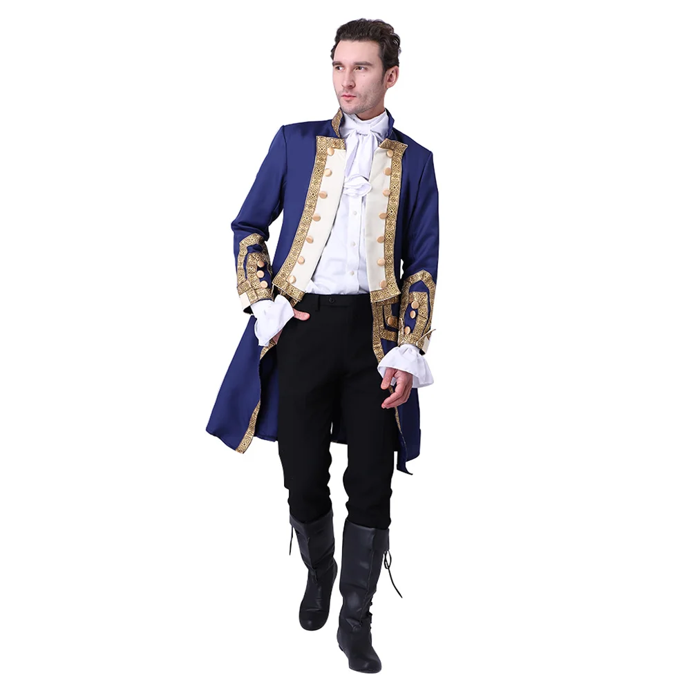 

Men's 18th Century Colonial Military Uniform Tailcoat Costume Medieval Victorian Men's Regency Outfit Retro Halloween Costume