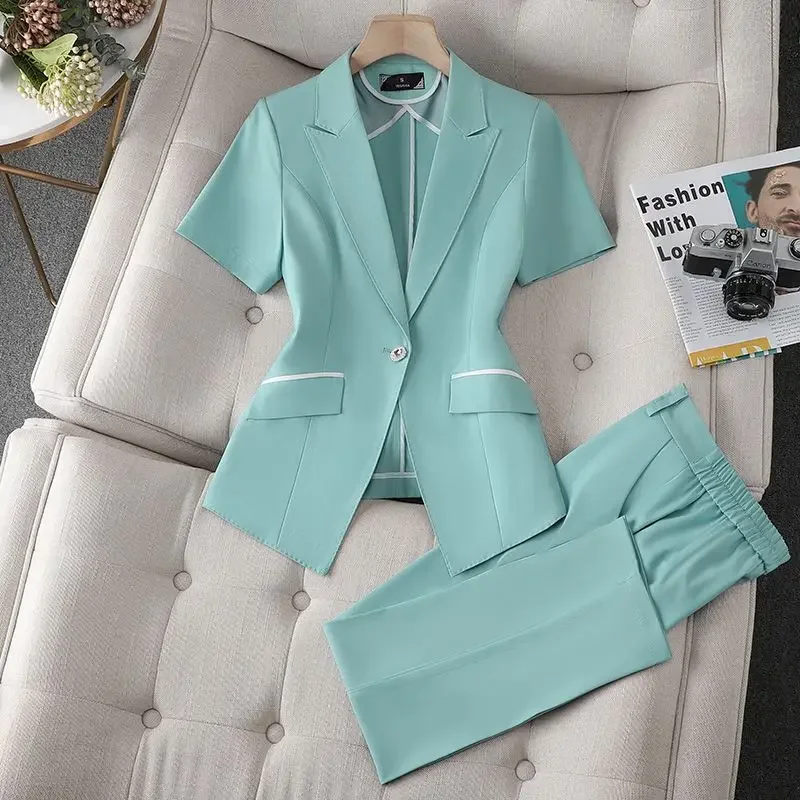 Lnsozkdg Black Formal Uniform Designs Pantsuits Summer Short Sleeve for Women Professional Office Work Wear Blazers Career Suits
Lnsozkdg Black Formal Uniform Designs Pantsuits Summer Short Sleeve for Women Professional Office Work Wear Blazers Career Suits