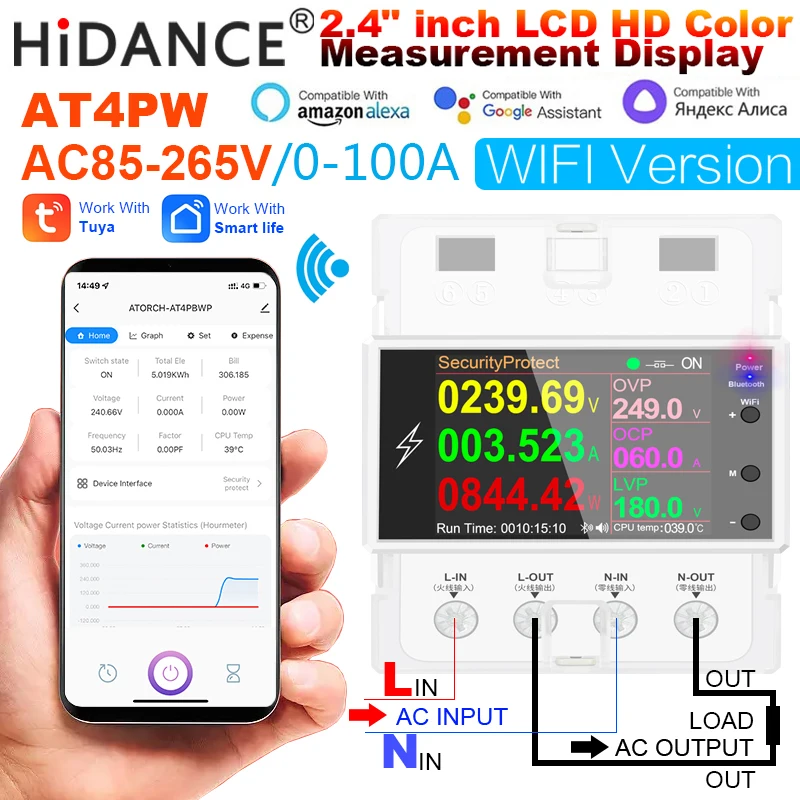 Tuya App Single phase Din rail WIFI Smart Energy Meter Power Consumption kWh Meter wattmeter with Alexa for Smart home
Tuya App Single phase Din rail WIFI Smart Energy Meter Power Consumption kWh Meter wattmeter with Alexa for Smart home