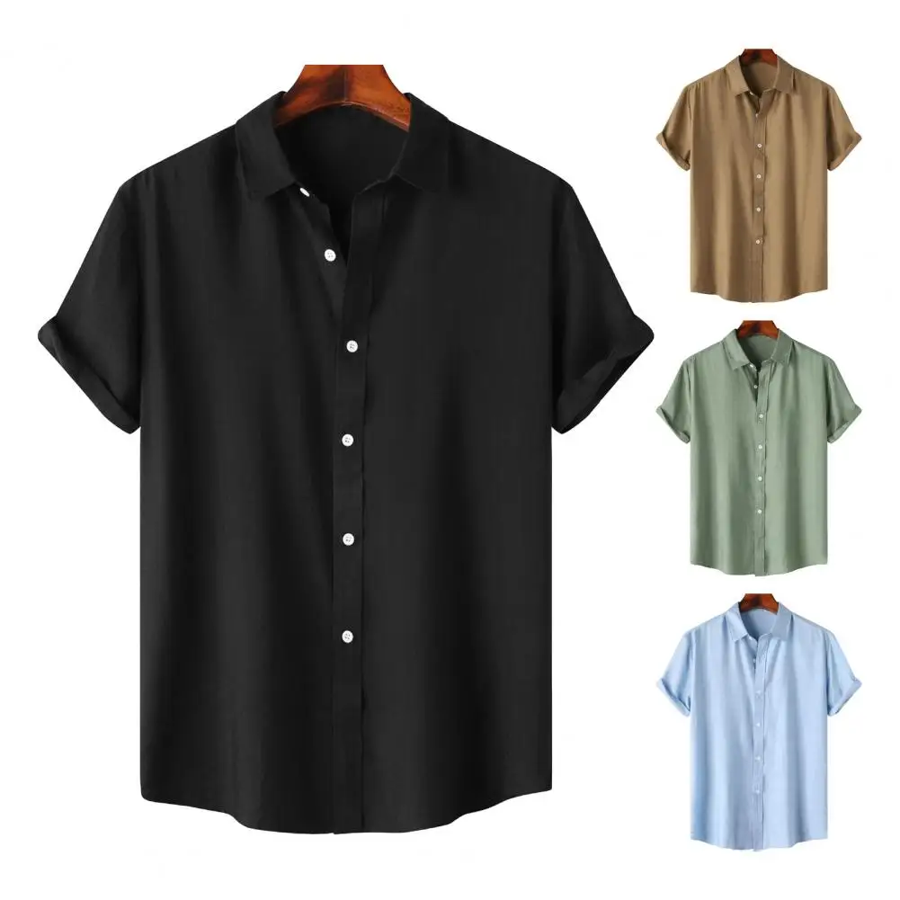 

Рубашка мужская с отложным воротником, Стильная блуза с воротником с лацканами, дышащая стрейчевая бесшовная офисная сорочка, повседневная или официальная одежда, на лето