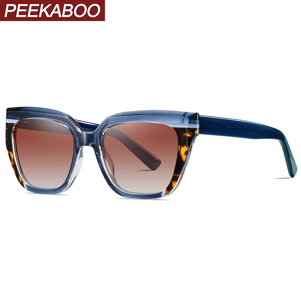 

Peekaboo brown leopard polarized sunglasses square fashion TR90 acetate cat eye sun glasses for women summer style uv400 2024