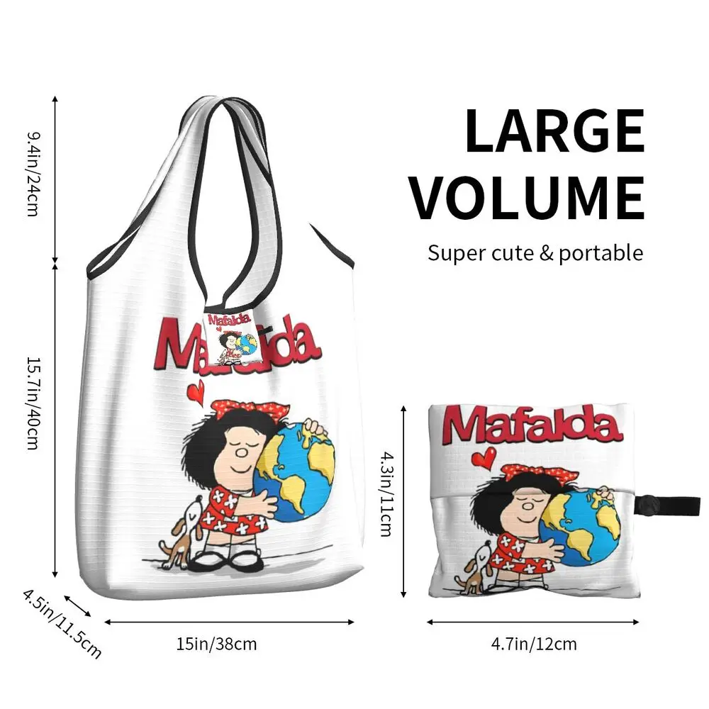 Custom Vintage Mafalda Manga Grocery Shopping Bag 76 Se225e742c7014feba8a66ea8dd8f6a6at