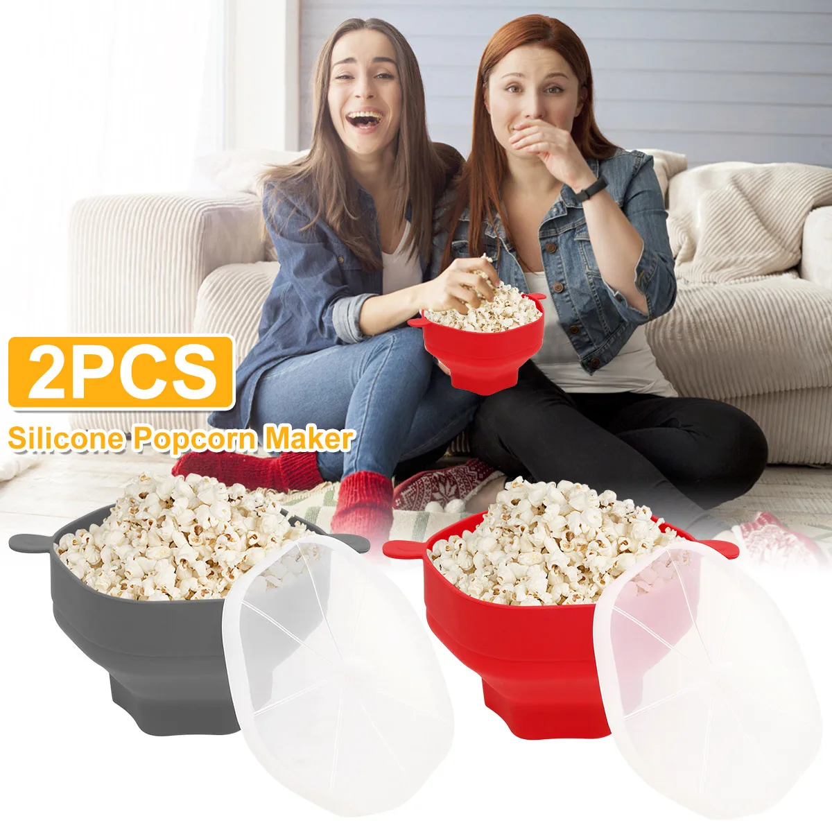 2Pcs Microwave Popcorn Maker Reusable Silicone Popcorn Popper with Lid and Handle Collapsible Popcorn Bucket Heat-Resistant
2Pcs Microwave Popcorn Maker Reusable Silicone Popcorn Popper with Lid and Handle Collapsible Popcorn Bucket Heat-Resistant