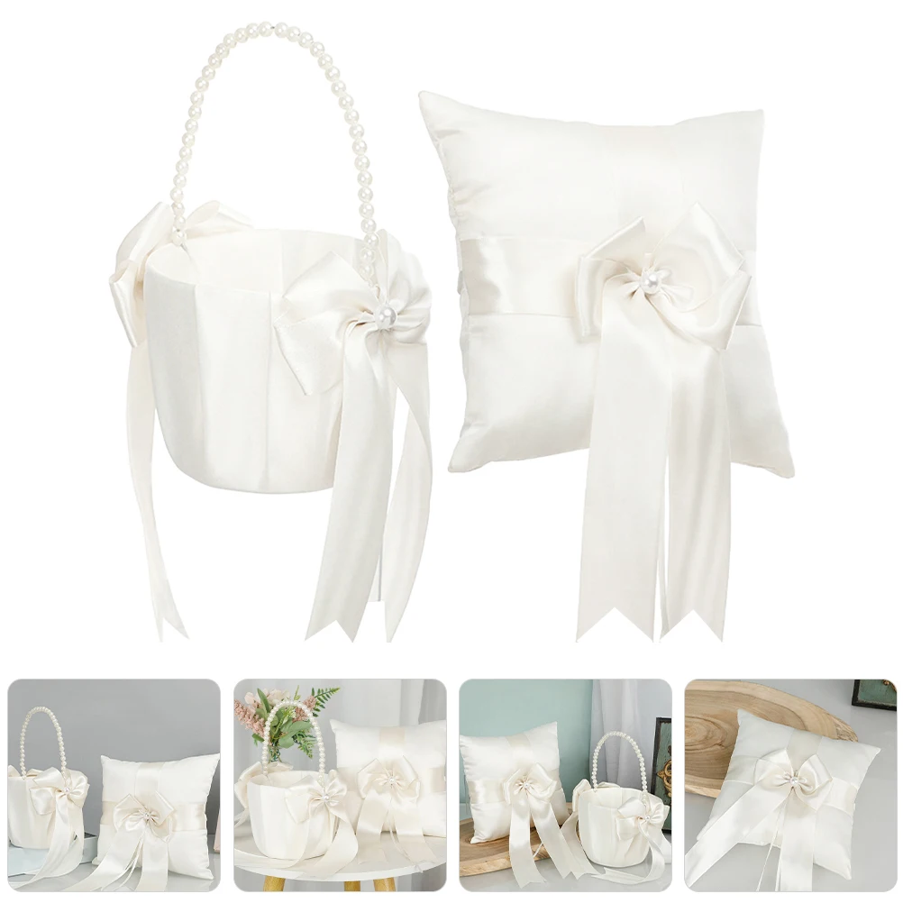 1 Set wedding flower girl basket ring pillow set Pearl Inlaid Flower Basket Flower Wedding Ring Pillow Wedding Supplies
1 Set wedding flower girl basket ring pillow set Pearl Inlaid Flower Basket Flower Wedding Ring Pillow Wedding Supplies