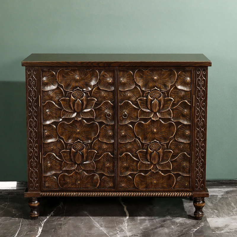 Southeast Asian style solid wood retro entrance cabinet Thai living room furniture storage cabinet
Southeast Asian style solid wood retro entrance cabinet Thai living room furniture storage cabinet