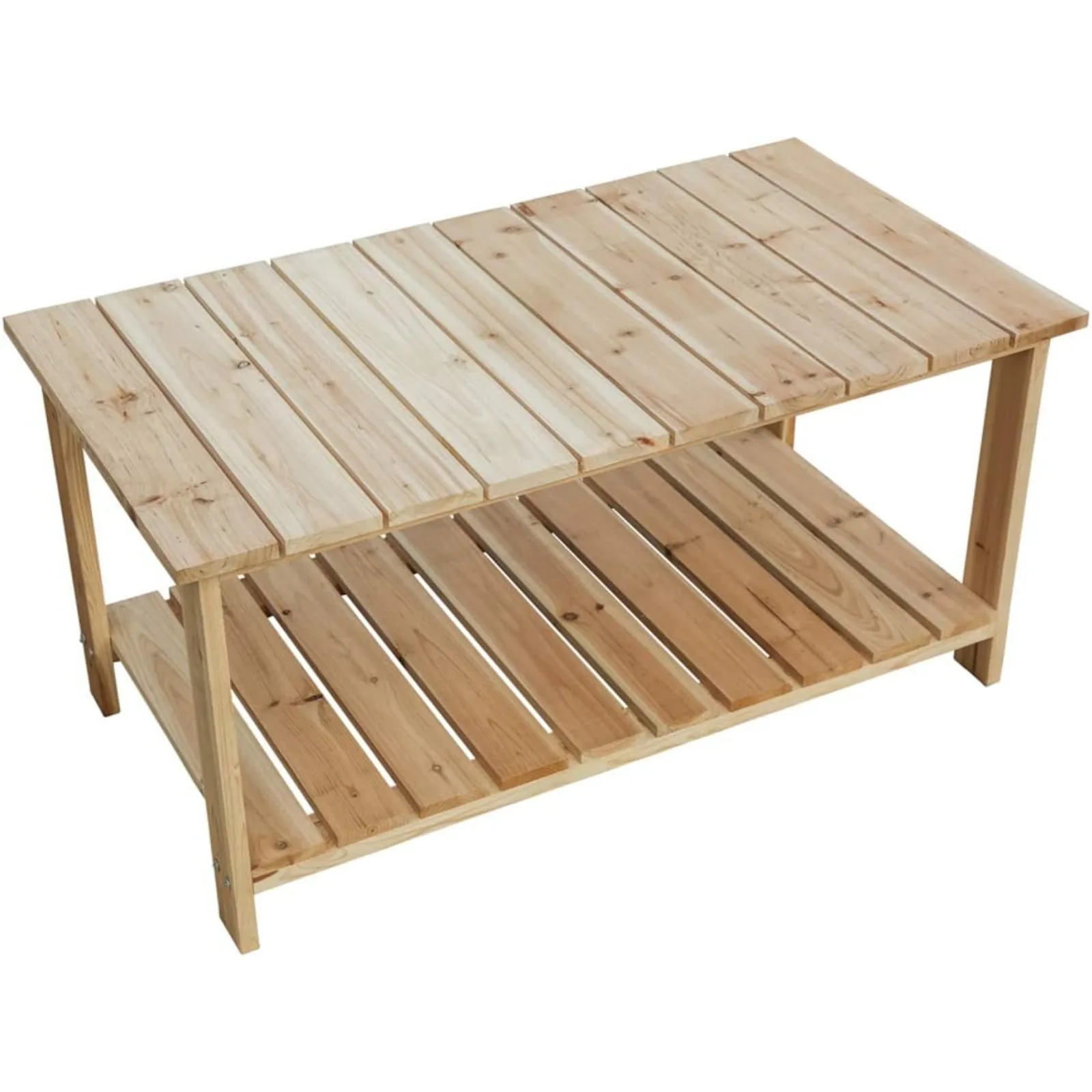 US Outdoor Coffee Table Natural Wood Patio Furniture with 2-Shelf Storage Organizer
US Outdoor Coffee Table Natural Wood Patio Furniture with 2-Shelf Storage Organizer