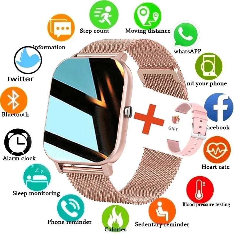 

2024New Smart Watch Women Men 1.69"Full Touch Bluetooth Call Fitness Tracker Heart Rate Monitor Blood Pressure Ladies Smartwatch