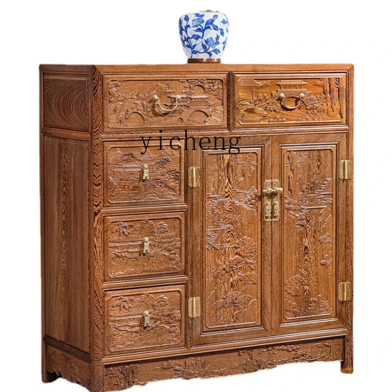 

Yy Rosewood Furniture Solid Wood Storage Cabinet in Chinese Antique Style Door Frame Chest of Drawers
