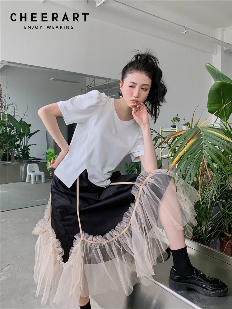 CHEERART High Fashion Mesh Patchwork Long Skirt For Women Summer 2022 Black High Waisted Skirt Designer Clothing
CHEERART High Fashion Mesh Patchwork Long Skirt For Women Summer 2022 Black High Waisted Skirt Designer Clothing