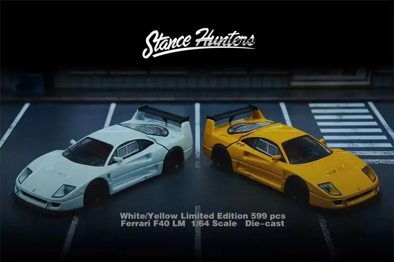 

Stance Hunters 1:64 F40 LM Yellow /White Diecast Model Car
