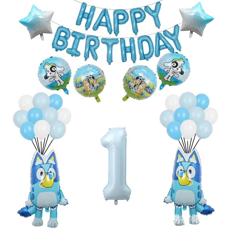 

Мультяшная анимационная голубая семья Голубой щенок тематическая алюминиевая пленка латексный набор воздушных шаров бинго детский день рождения искусственные украшения подарок