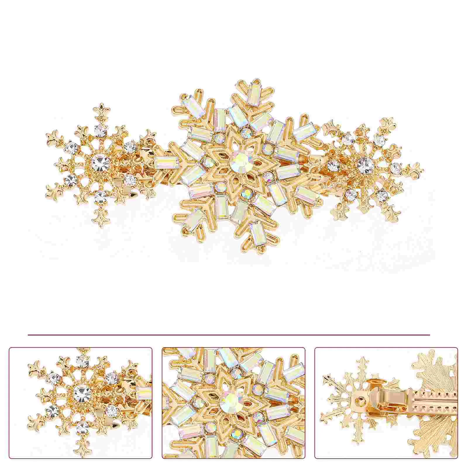 

2pcs Snowflake Hairpins Rhinestone Hair Clips Exquisite Headdress Accessories