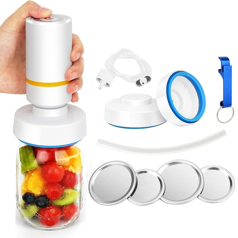 Mason Jar Vacuum Sealer, Electric Vacuum Sealer For Jars With Wide/Regular Mouth Parts Accessories Can Vacuum Seal Pump Kit
Mason Jar Vacuum Sealer, Electric Vacuum Sealer For Jars With Wide/Regular Mouth Parts Accessories Can Vacuum Seal Pump Kit