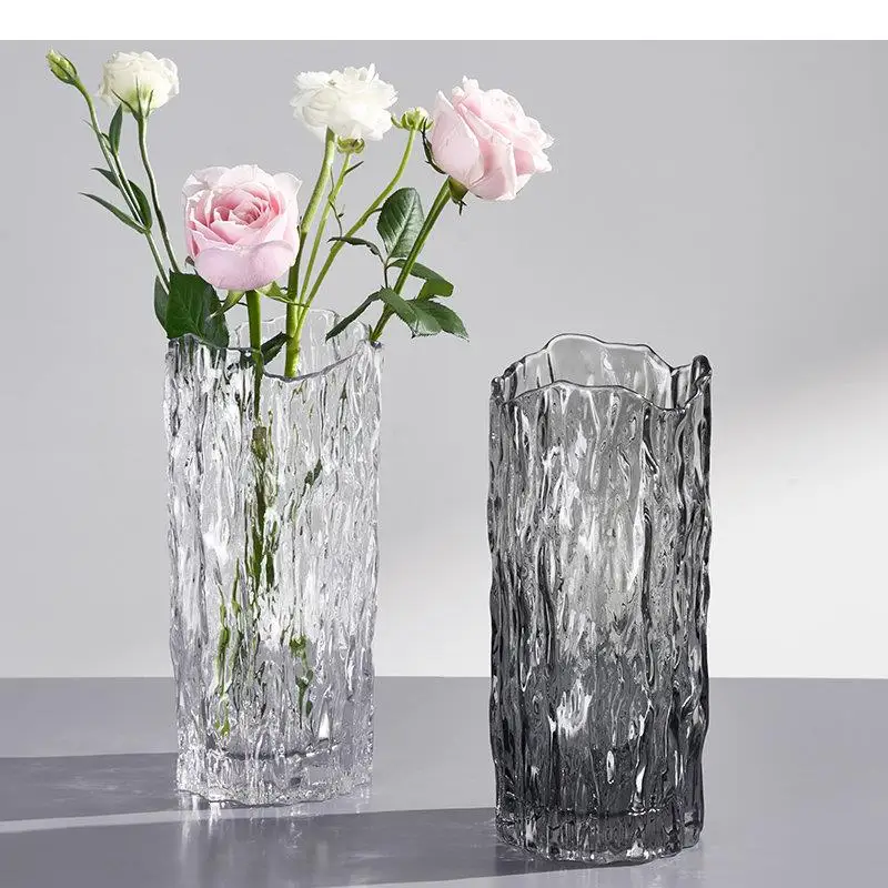 

Прозрачная стеклянная ваза с морщинами, украшение для стола, гидропоника, цветочные горшки, композиция для цветов, Современный домашний декор, цветочные вазы