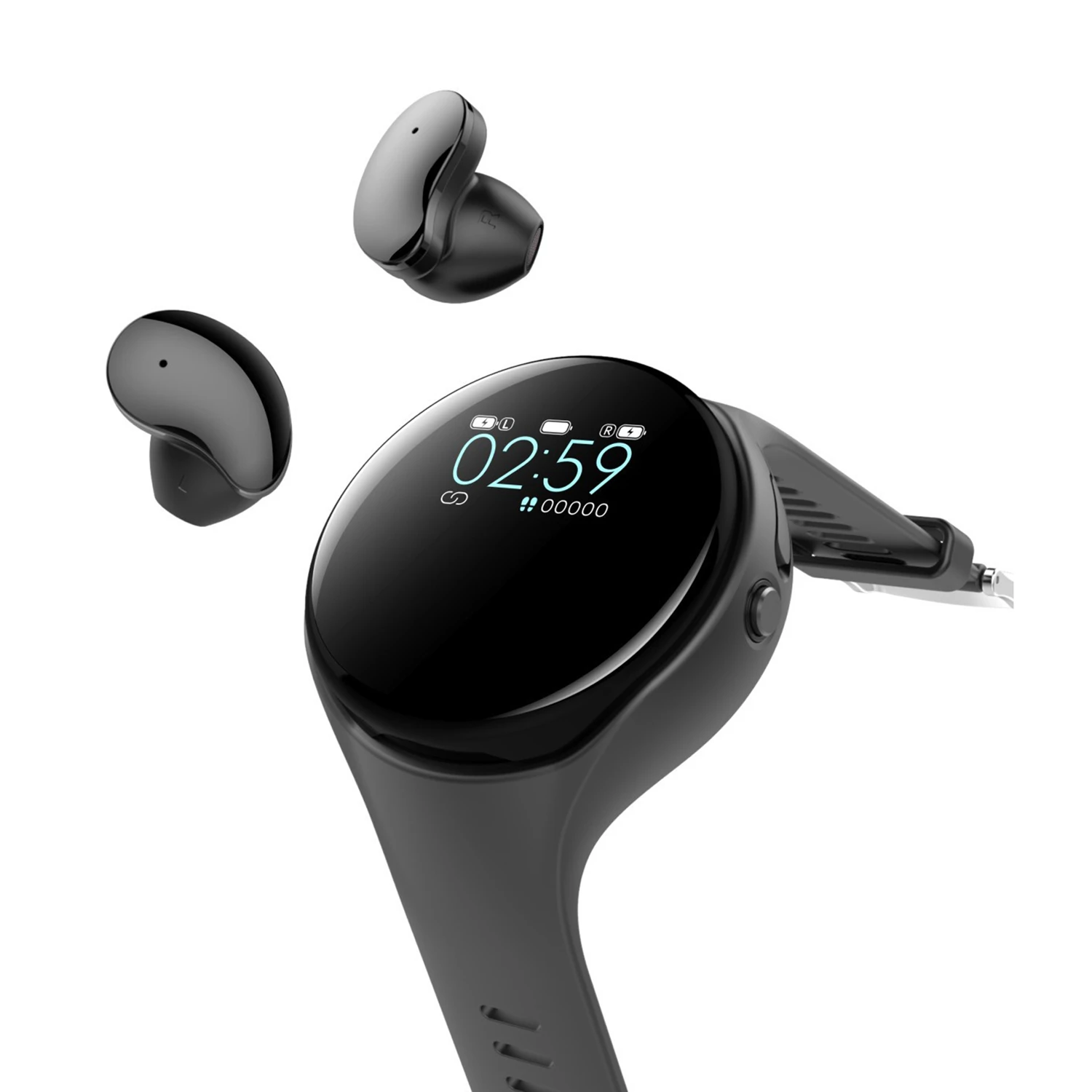

Bluetooth-наушники 2 в 1, TWS, беспроводная гарнитура, музыкальные наушники, цветной экран, спортивные часы с Шагомером