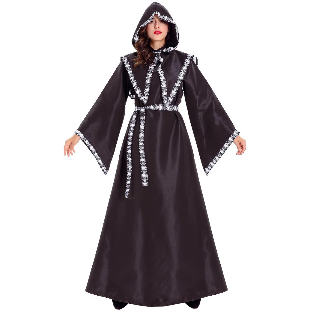 Woman's Death Hell Witch Costumes Halloween Horror Black Skeleton Witch Hooded Robe Carnival Game Party Witch Uniform For Adult
Woman's Death Hell Witch Costumes Halloween Horror Black Skeleton Witch Hooded Robe Carnival Game Party Witch Uniform For Adult